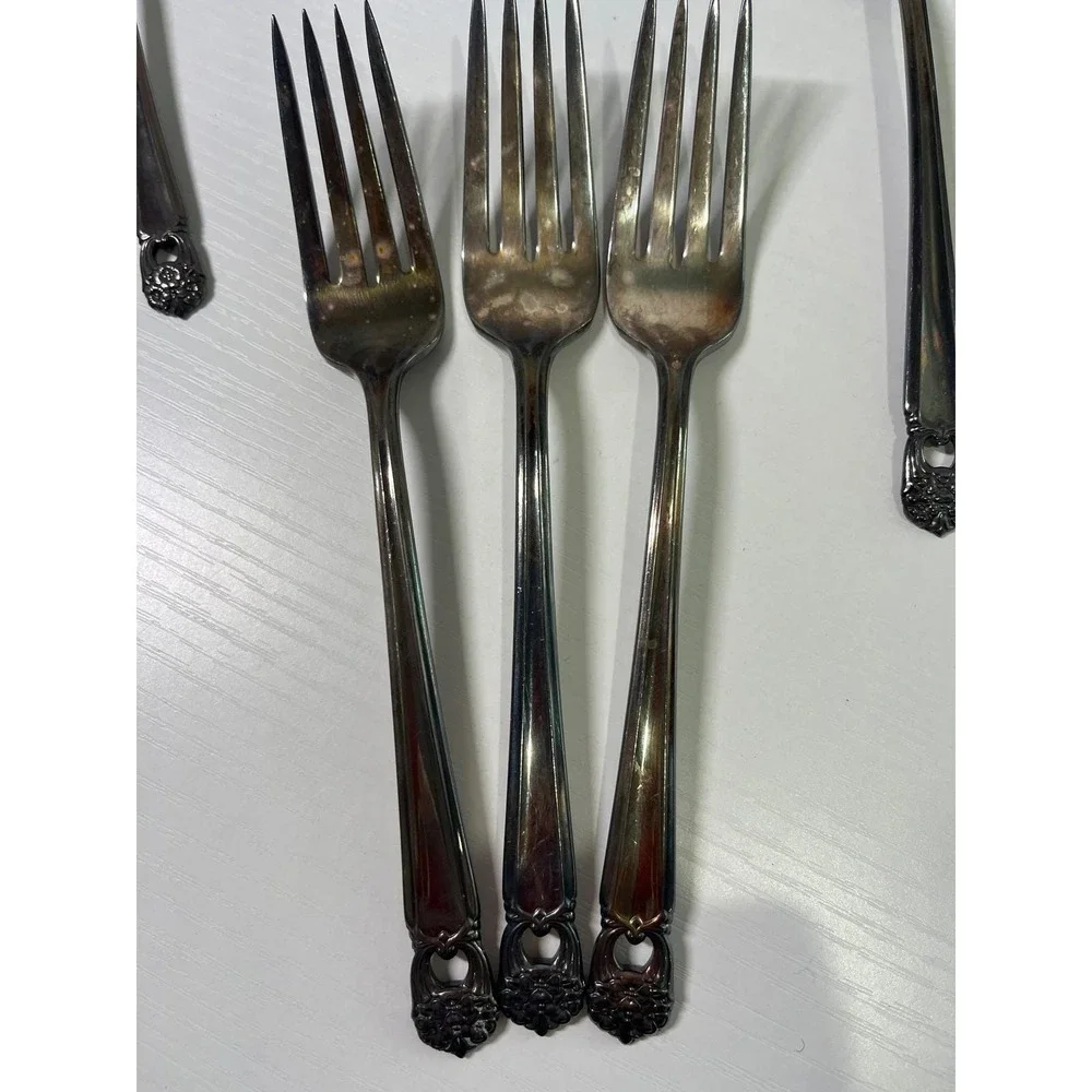 1847 Rogers Bros Eternally‎ Yours Silverplate Flatware 9pc Set Forks Spoons IS